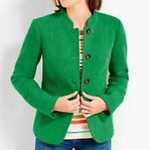Talbots Wool Peplum Tweed Kelly Green Blazer - Size 12W
